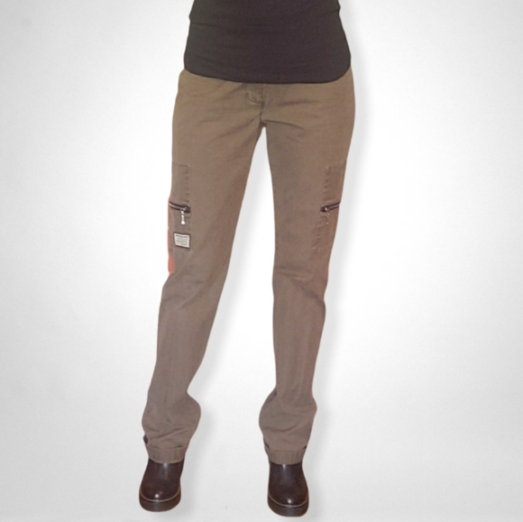VIntage 90's DKNY Zipper-Pocket Khaki Cargo Pants -Size 4 - Picture 3 of 9